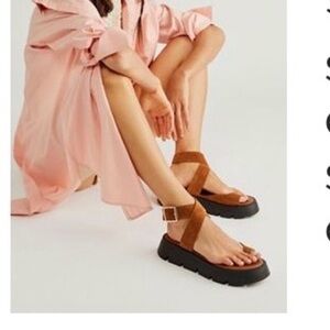 Free People Tan Flatform Sandals